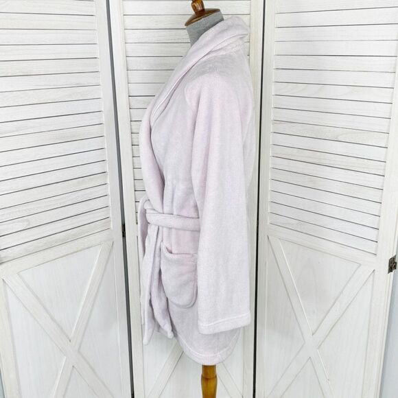 Victoria’s Secret Embroidered Plush Fleece Shortie Robe Lilac XS Small - Picture 2 of 12